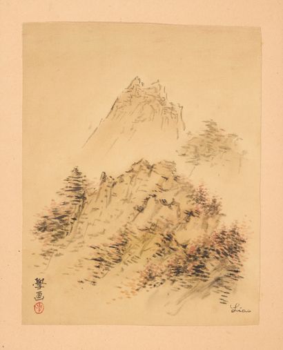 Liao Xinxue (1906-1958)
Paysage montagneux
Encre...