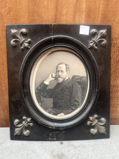 Rectangular table frame in black-stained...