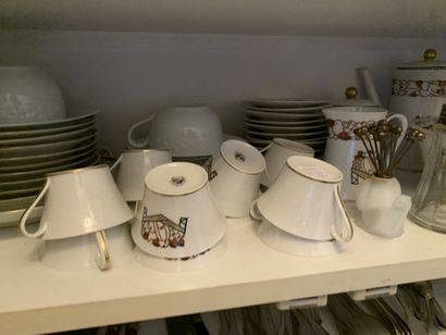 Part of a dinner service and shaped pieces
Monogrammed...