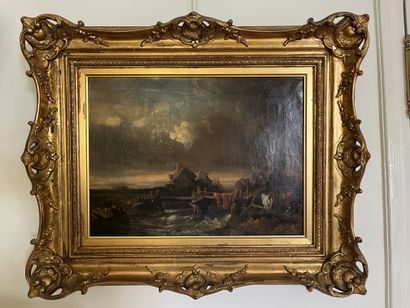 Dutch school, 19th century
Halting in stormy...