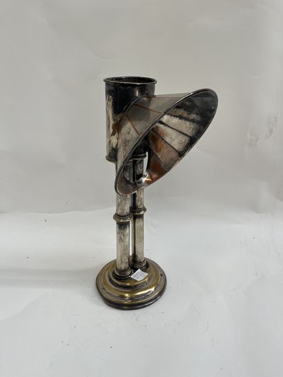 Candlestick lamp in silver-plated metal with...
