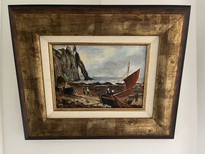 ARAXIE (XX-XXI)
Fishing boat at Etretat 
Oil...