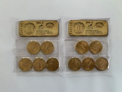 10 gold 50 Pesos coins, 1943 (1), 1947 (9),...