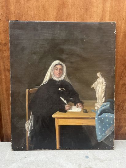 19th century French school
Nun with writing
Oil...