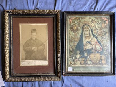 Two framed pieces Mater Dolorosa print and...