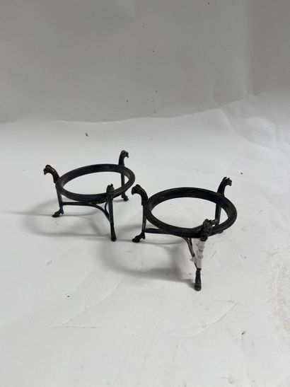 Two silver tripod salver mounts with eagle...
