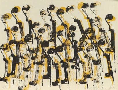 ARMAN
Empreinte de crosses de violons, lithographie,...