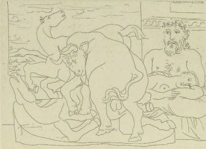 Pablo PICASSO
Le Sculpteur devant les chevaux...