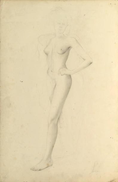 Léonor FINI
Nu féminin debout, crayon noir,...