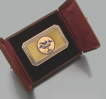 Boîte 
en or 18K (750), le couvercle orné...