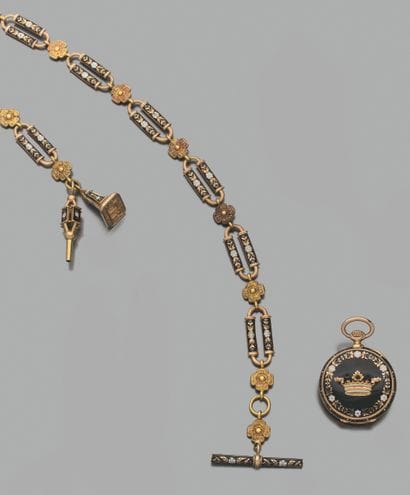Montre de poche 
en or 18K (750) à décor...