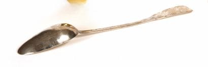 Large flat silver stewing spoon
Inscribed...