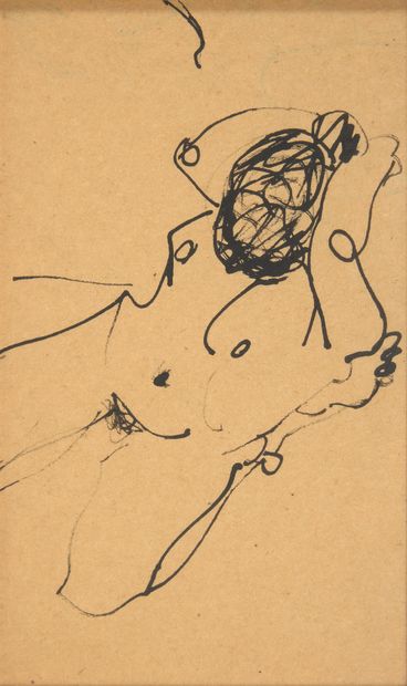 20th century school 
Reclining nude
Ink.
On...