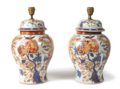 Pair of Imari porcelain covered potiches....