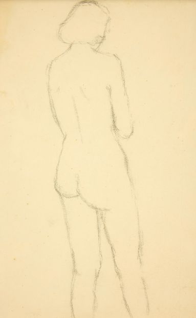 20th century school
Standing nude with back
Pencil.
25...