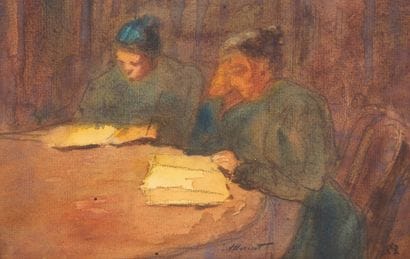 Auguste MORISOT (1857-1951)
Two women reading
Watercolor...