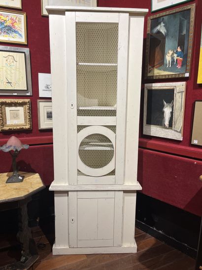 Two white-painted wooden corner cupboards...