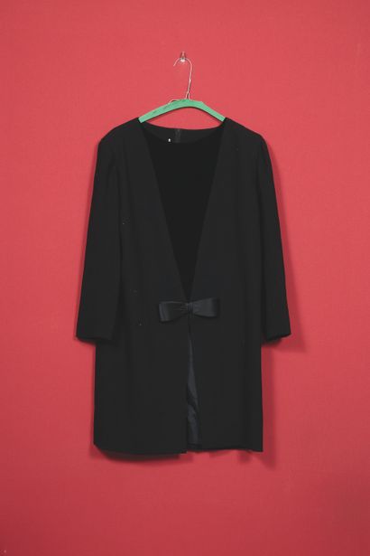 Pierre CARDIN. 
Black crepe and velvet dress...