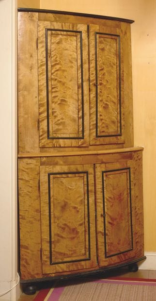 Double corner cabinet in burr walnut and...