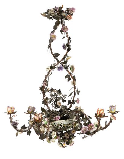 Lustre
à six branches de lumière en bronze...