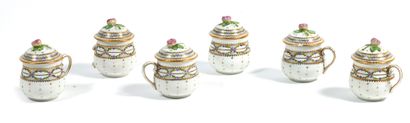 Paris 
Six covered cream jars decorated with...