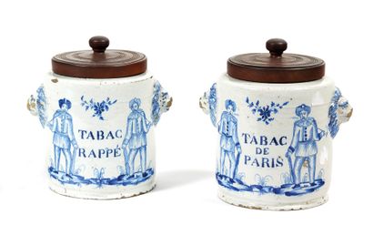 Lille
Two round earthenware tobacco pots...