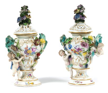 Germany Meissen
Pair of covered potpourri...