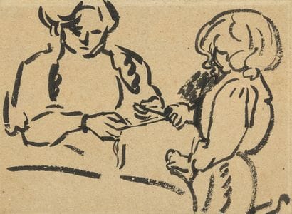 Louis VALTAT 
Mere et enfant
Encre de chine...