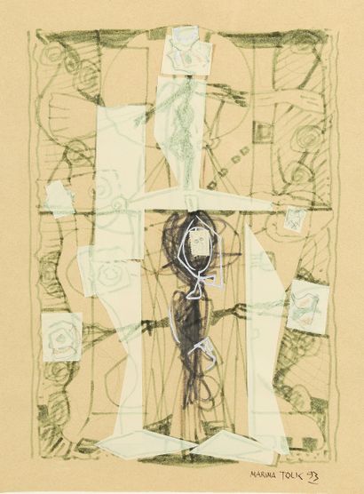 Marina TOLIC 
Personnage bras tendus 1993
Feutre...