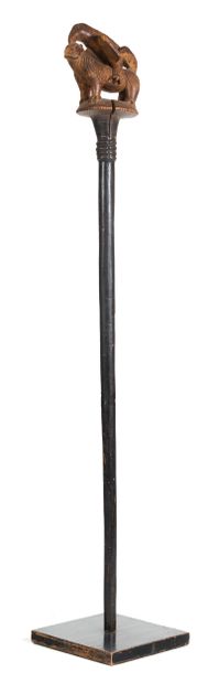 Dignitary cane 
surmounted by a circular...