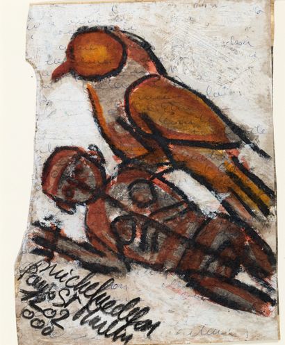 Michel NEDJAR (1947)
Man and bird, 2000
Gouache...
