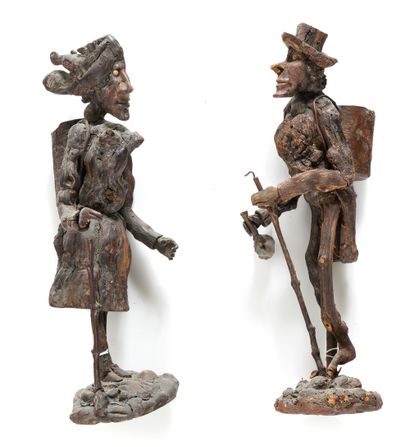 Folk art
Couple of grape-pickers carved in...