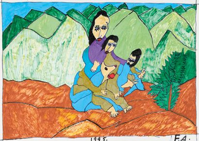 F. A.
The family, 1995
Felt pen and gouache...