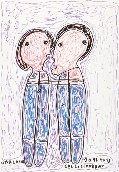 Giordano GELLI (1928) 
Una Coppia
Felt pen...