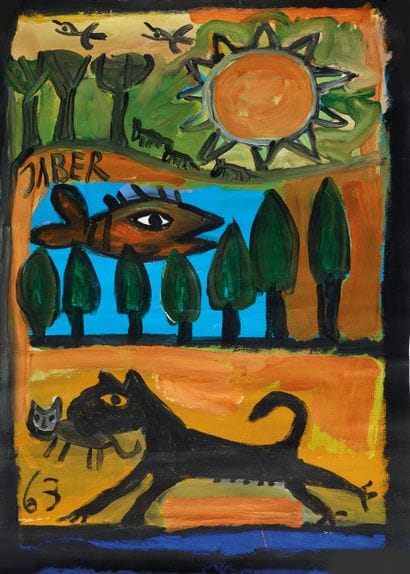 JABER (1938-2021)
Fish and cat, 1963
Oil...