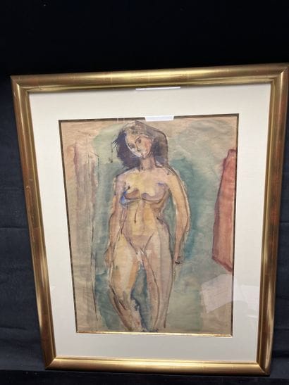 Ecole française début XXème siècle
Nu debout
Aquarelle...
