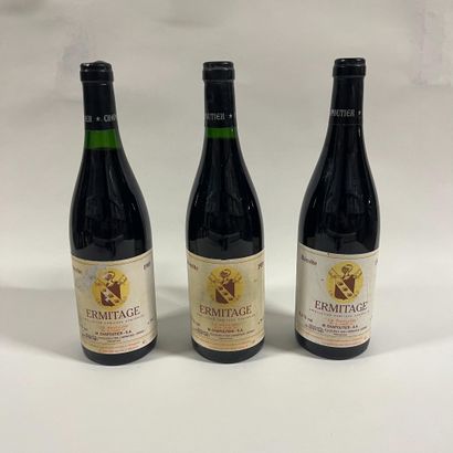 3 bottles Ermitage Le Pavillon 1989 Chapoutier,...