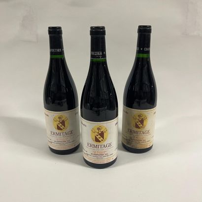 3 bottles Ermitage Le Pavillon 1989 Chapoutier,...