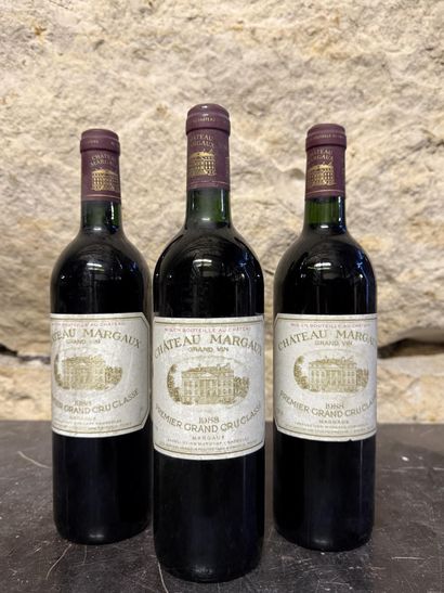 3 bottles Château Margaux 1988 levels: 1...
