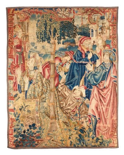 Fragment de tapisserie
représentant une scène...