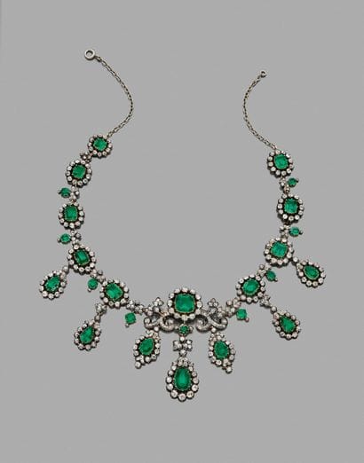 Demi-parure en argent et en or 18K (750)...