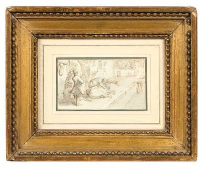 Jan LUYKEN (1649-1712)
Le boeuf écorché 
Encre...