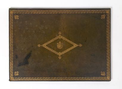 Bettenfeld Paris 
Gold-embossed green leather...