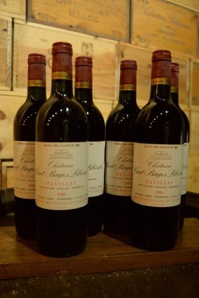 6 Bouteilles Château Haut Bages Libéral 1986....