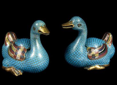 CHINE - XIXe siècle

Paire de canards posés...