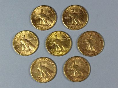 Sept pièces de 10 dollars or (1908 - 4 x...