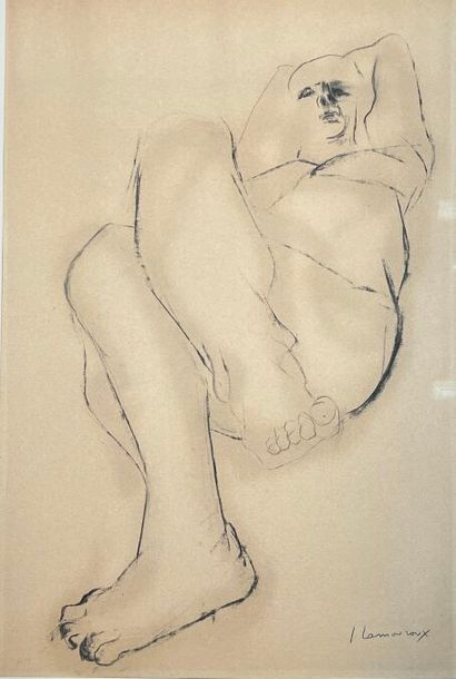 *JEAN LAMOUROUX (FRANCE/ 1933-2008)
Nu allongé
Fusain...