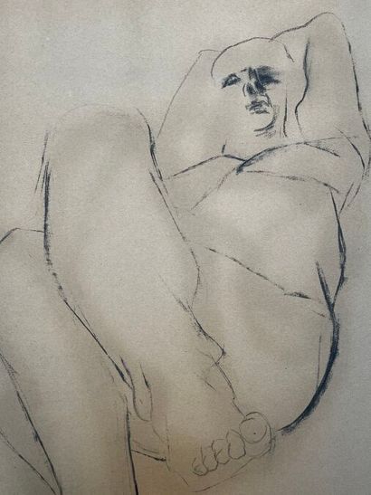 *JEAN LAMOUROUX (FRANCE/ 1933-2008)
Nu allongé
Fusain...
