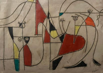 *ÉCOLE MODERNE
Figures
Monotype et gouache...