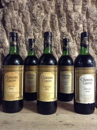 5 bouteilles : CHÂTEAU GAZIN 1978 (niveau...